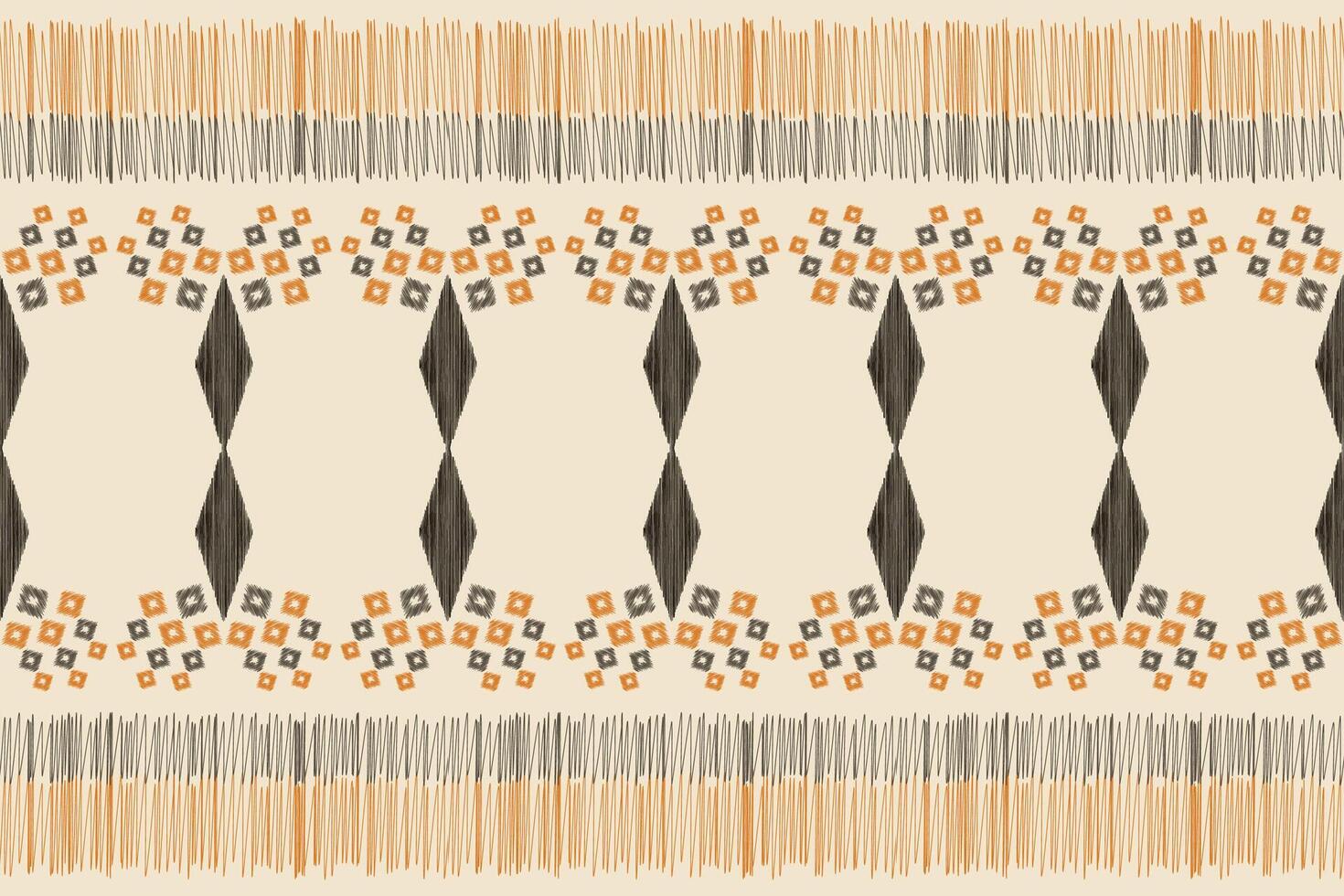Traditional Ethnic ikat motif fabric pattern background geometric .African Ikat embroidery Ethnic pattern brown cream background wallpaper. Abstract,,illustration.Texture,frame,decoration. vector