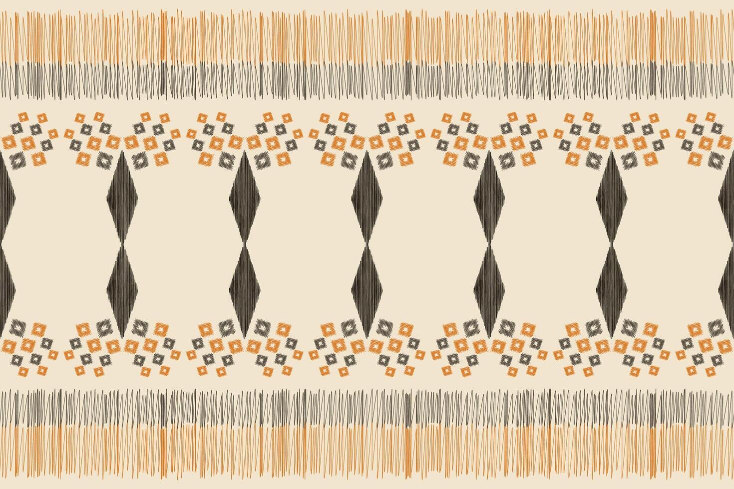 tradicional étnico ikat motivo tela modelo antecedentes geométrico .africano ikat bordado étnico modelo marrón crema antecedentes fondo de pantalla. resumen, ilustración.textura, marco, decoración. vector