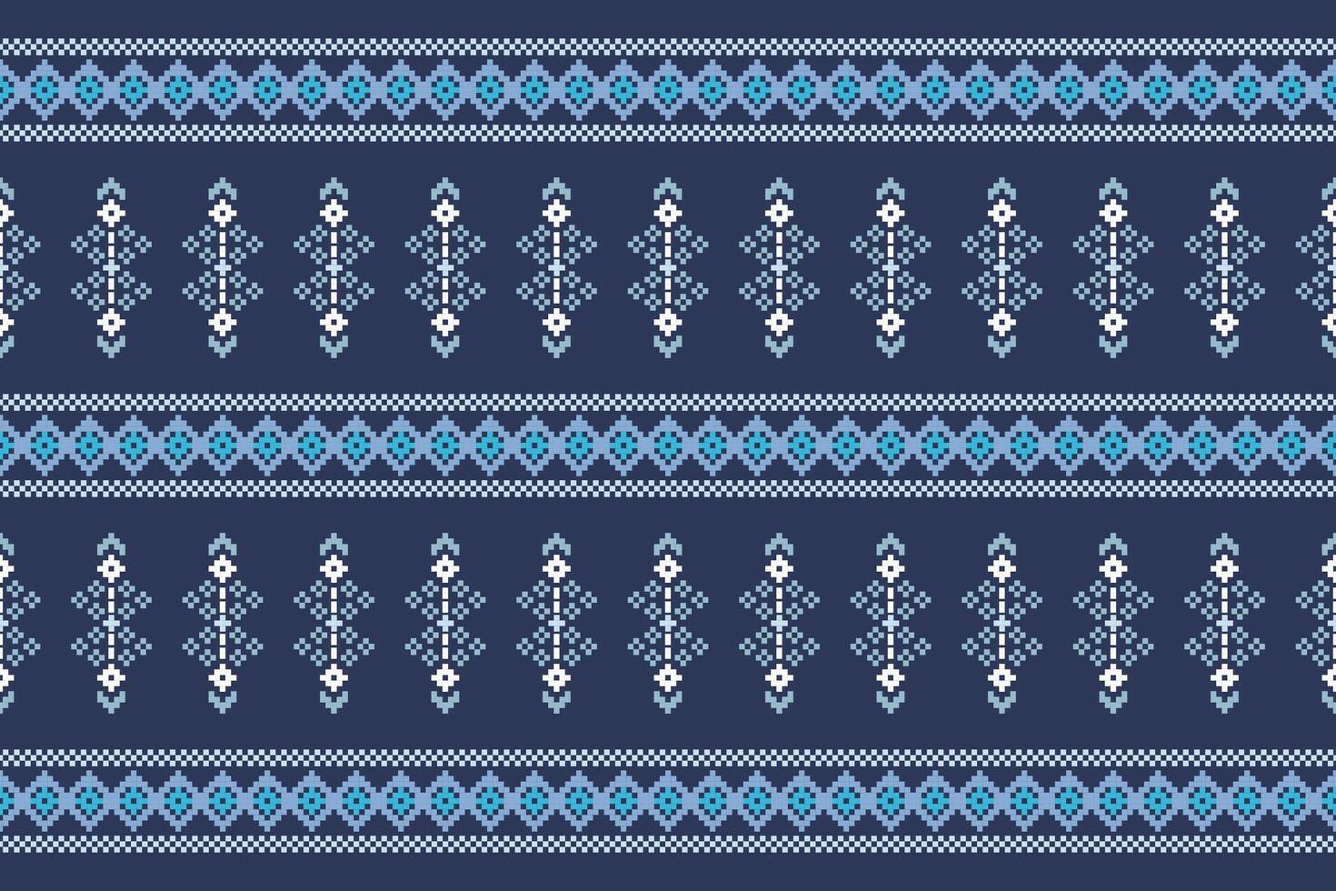 tradicional étnico motivos ikat geométrico tela modelo cruzar puntada.ikat bordado étnico oriental píxel Armada azul antecedentes. resumen, ilustración. textura,bufanda,decoración,papel tapiz. vector