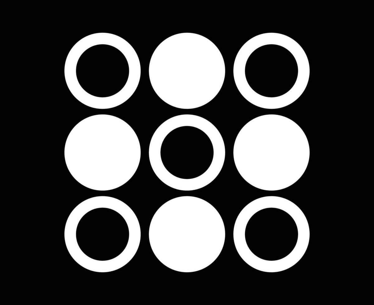 Circle Shape And Circle Outline Collection White Symbol Element Graphic Design Illustration With Black Background vector