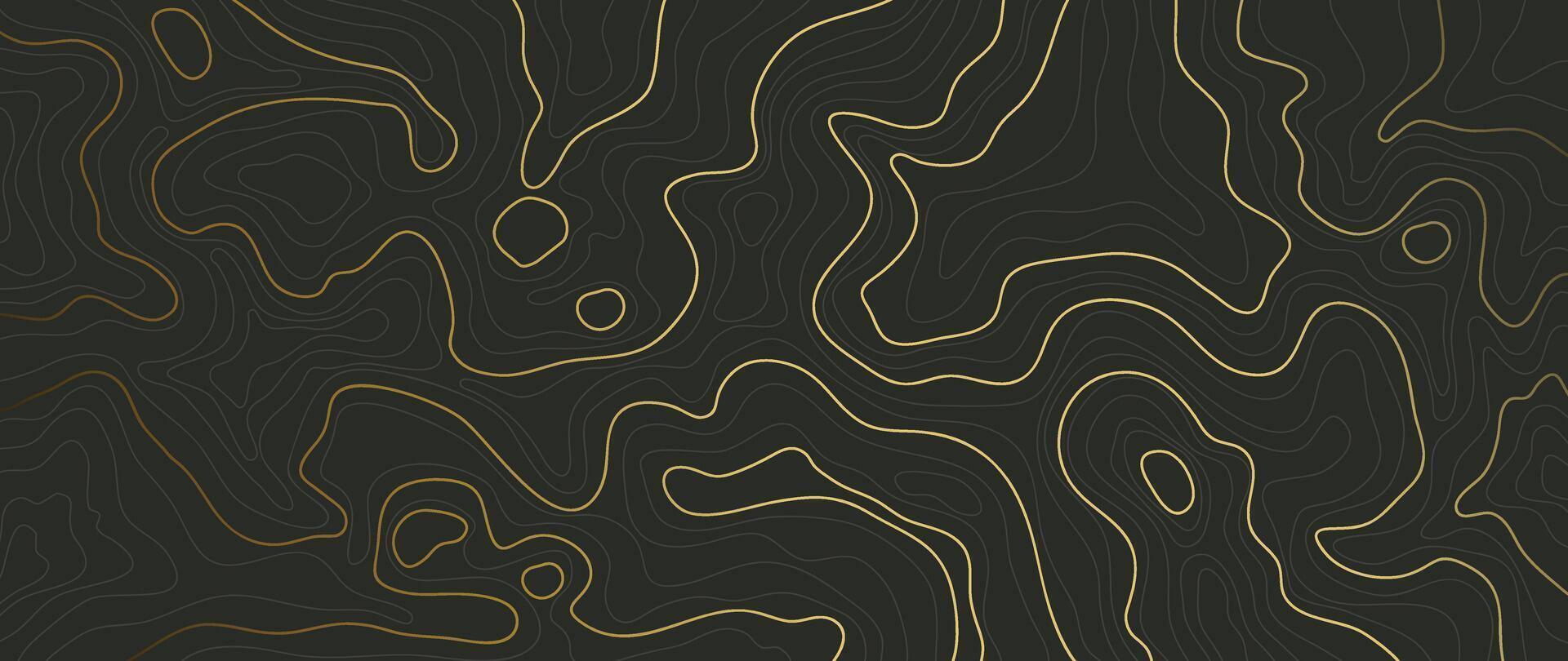 Luxury gold abstract line art background . Mountain topographic terrain map background with gold lines texture. Design illustration for wall art, fabric, packaging, web, banner, app, wallpaper. vector