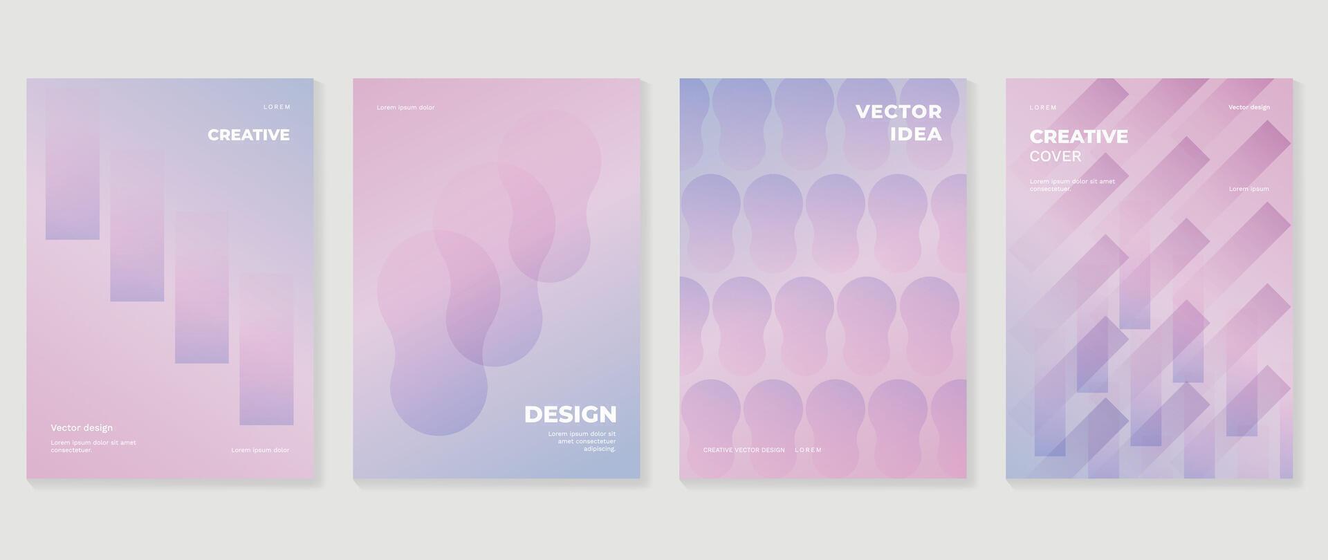 Abstract gradient background set. Minimalist style cover template with vibrant perspective 3d geometric prism shapes collection. Ideal design for social media, poster, cover, banner, flyer. vector