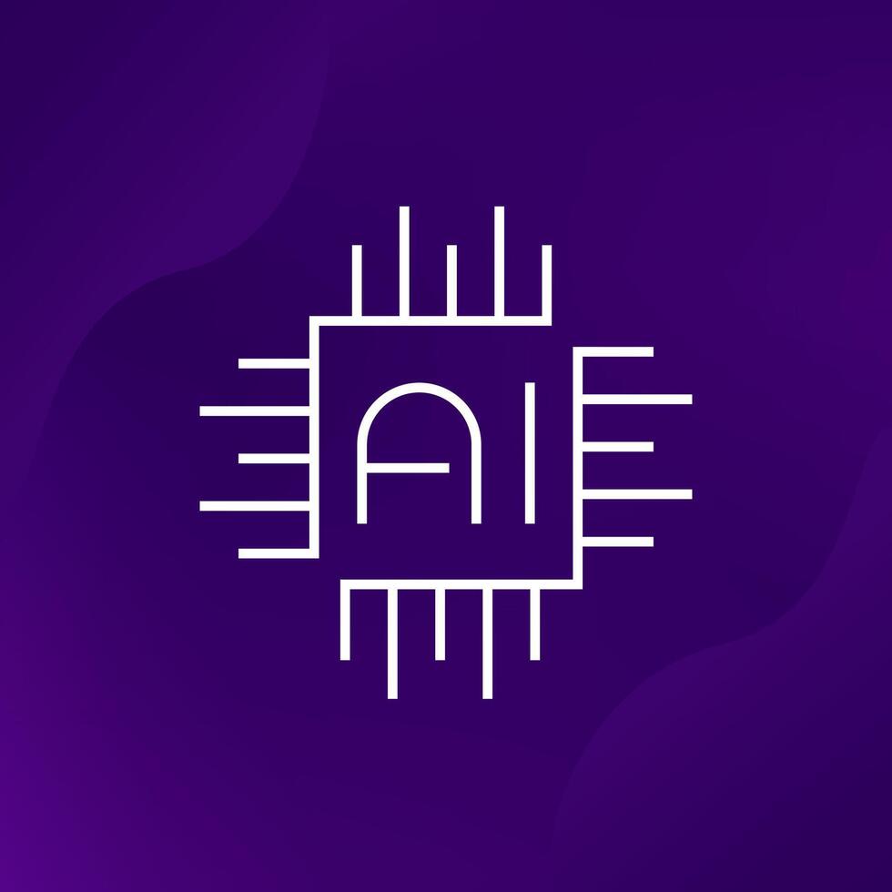 AI optimized hardware icon, line design vector
