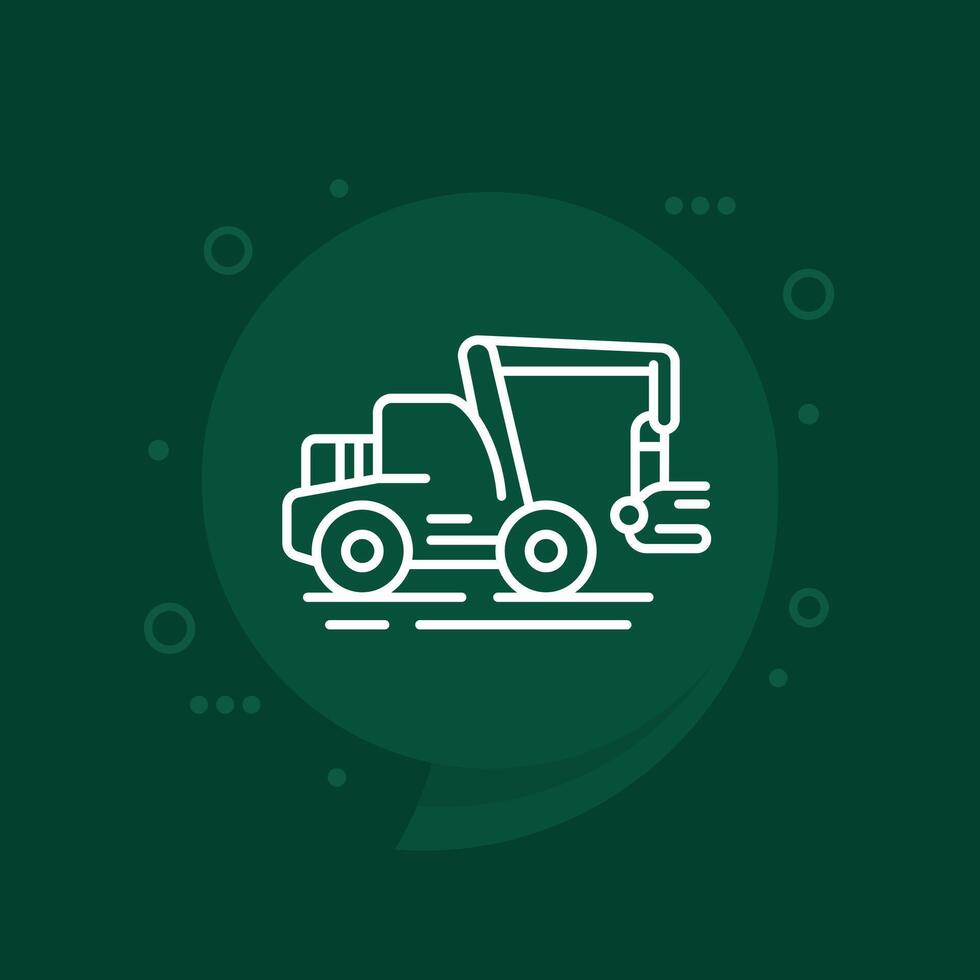 forest harvester icon, line vector
