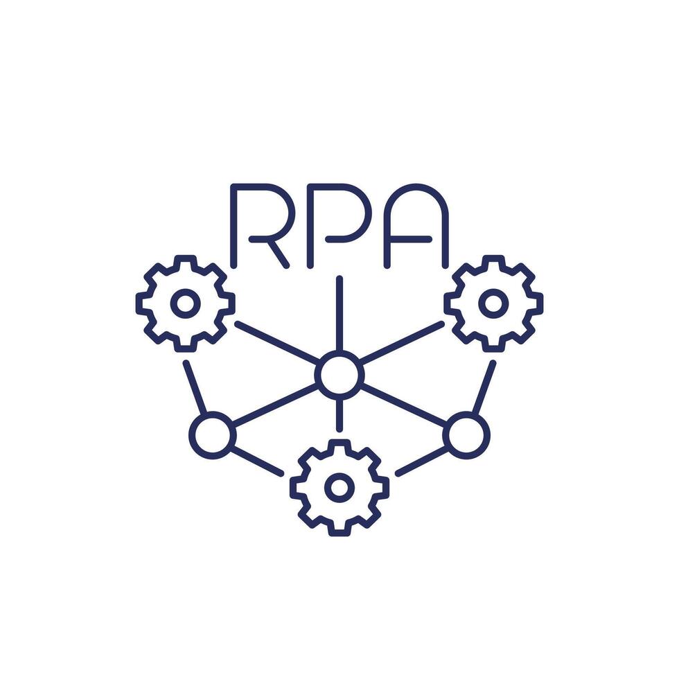 RPA icon, Robotic process automation, line vector