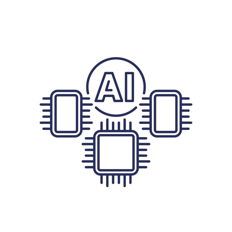 AI optimized hardware line icon vector