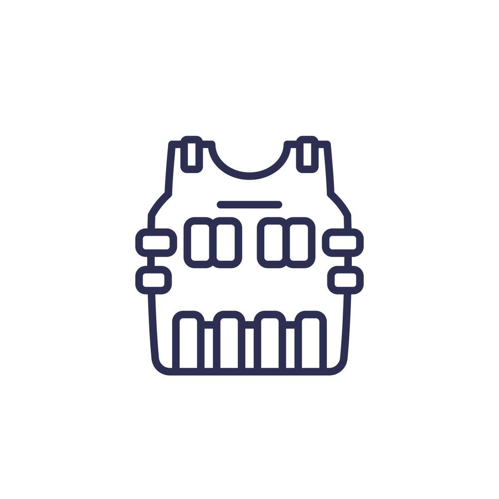 Bulletproof vest line icon on white vector
