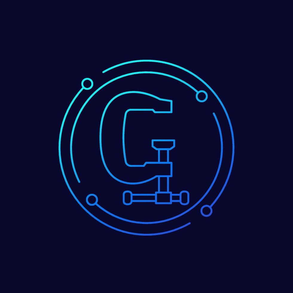 clamp or G-cramp icon, linear design vector