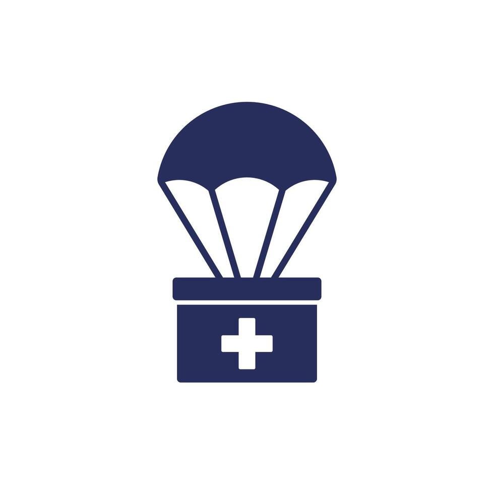 humanitarian aid icon with a parachute vector
