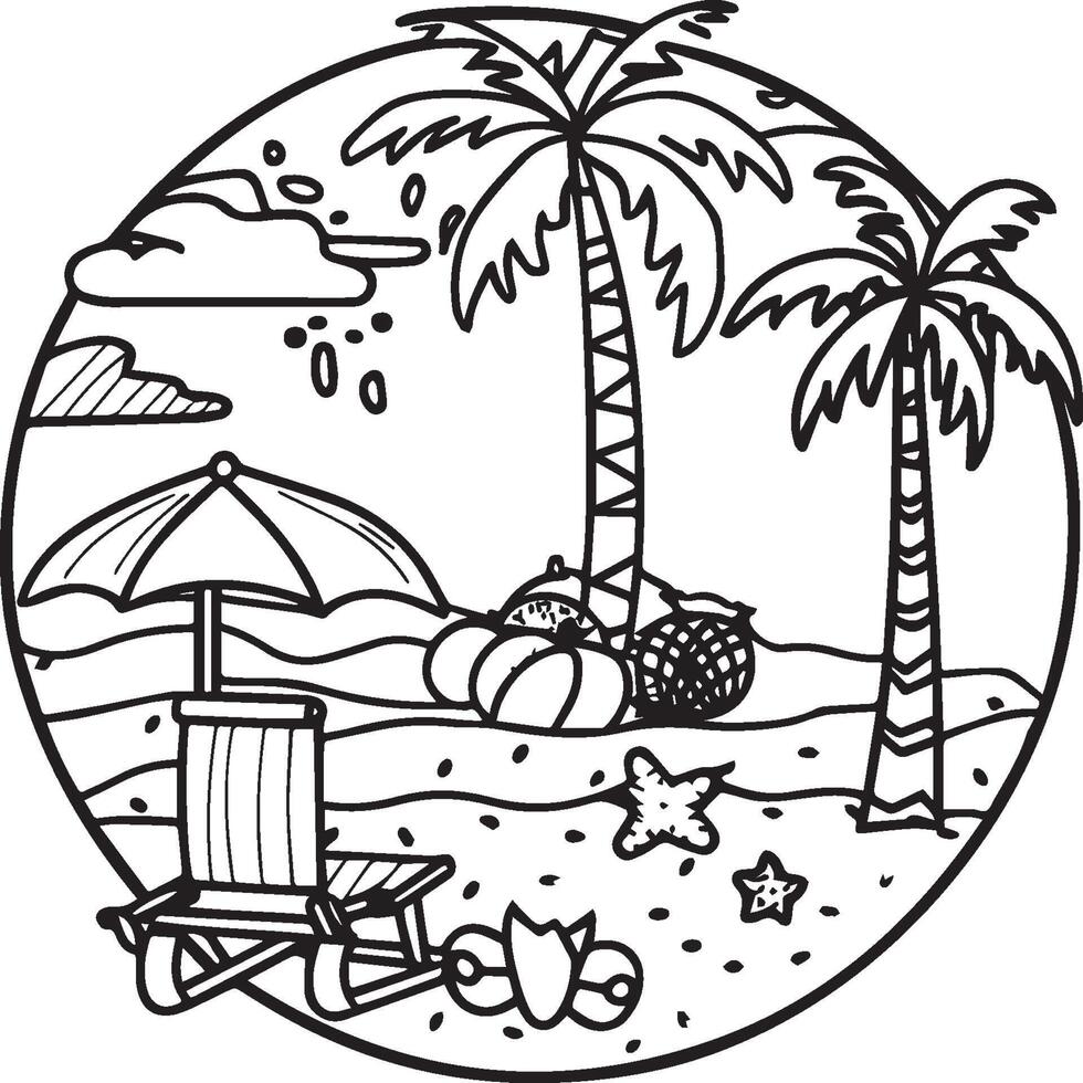 verano colorante paginas verano playa adecuado para para niños colorante página vector