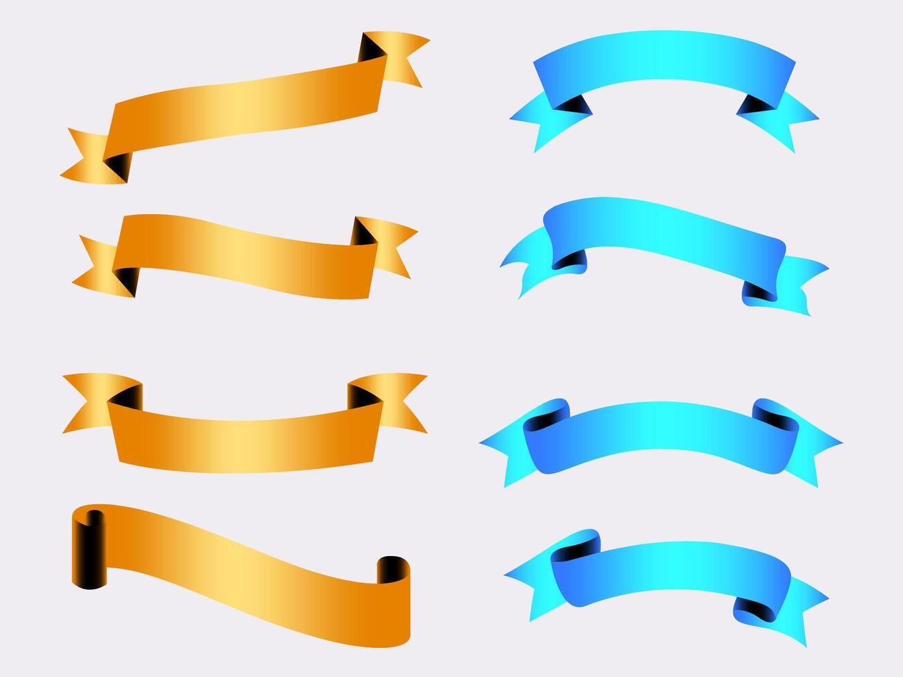 Ribbon elements. Modern simple ribbons collection. Flat banner ribbon for decorative design. Ribbons, Banners, badges, Labels Design Elements. vector