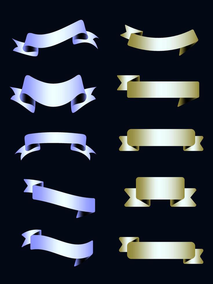 Ribbon elements. Modern simple ribbons collection. Flat banner ribbon for decorative design. Ribbons, Banners, badges, Labels Design Elements. vector