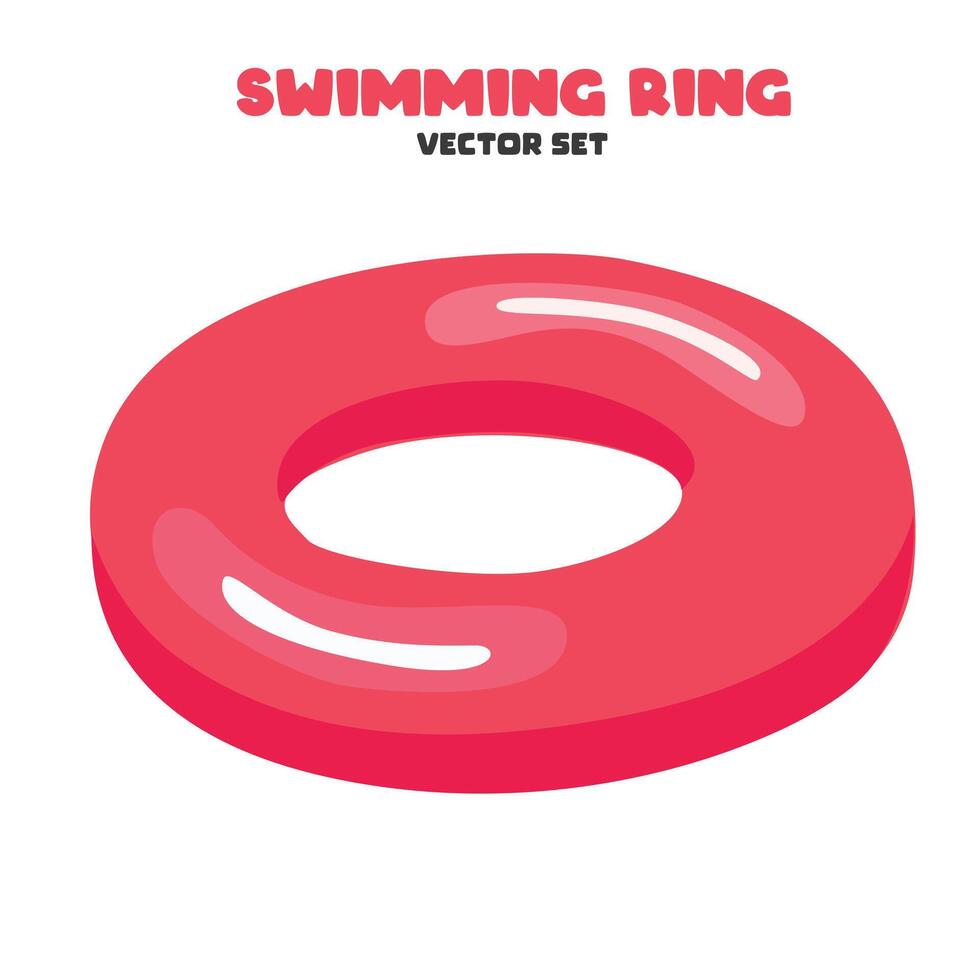 Swimming ring in cartoon style. Inflatable float, inflatable pool float clipart. Water lifebuoy or saver. Summer element. Hello summer concept. Flat isolated on white background. vector