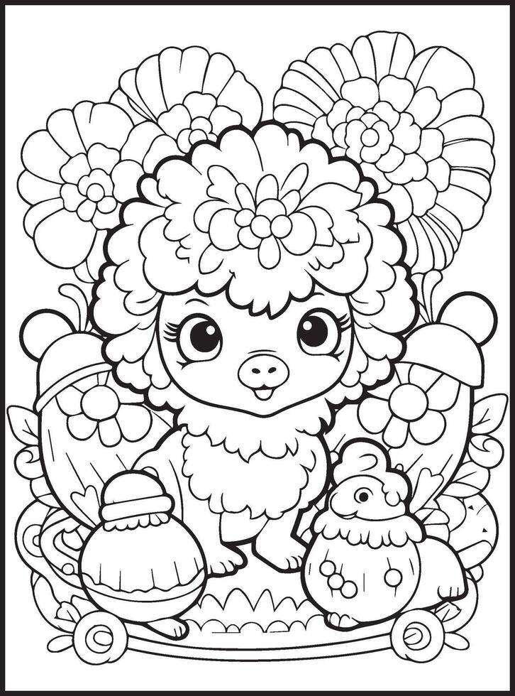 Cute Spring An Adult Coloring page vector