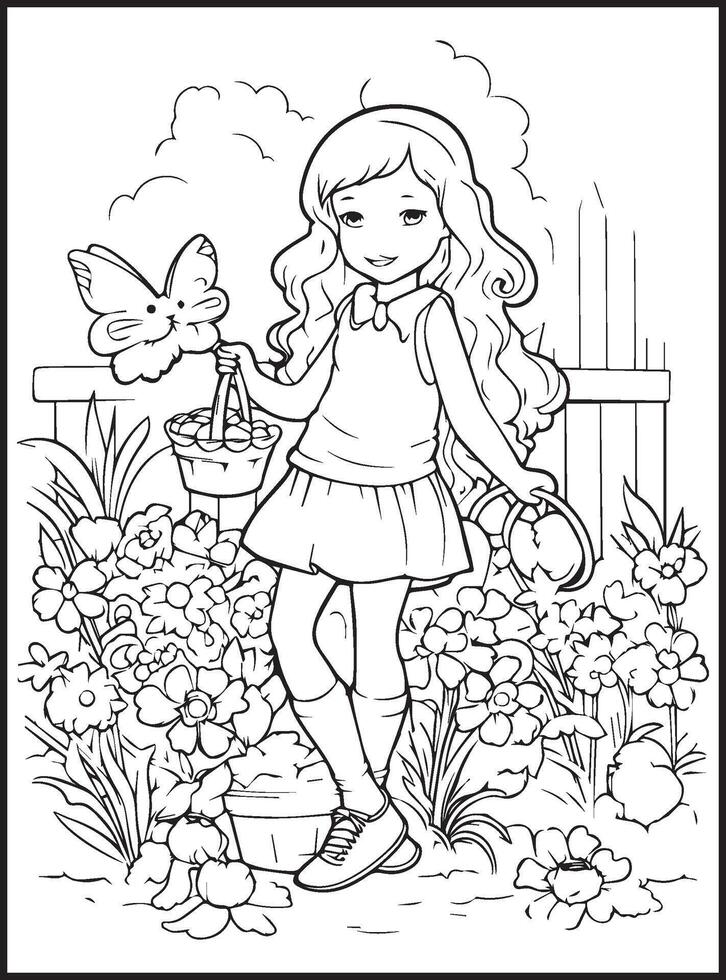 Cute Spring An Adult Coloring page vector