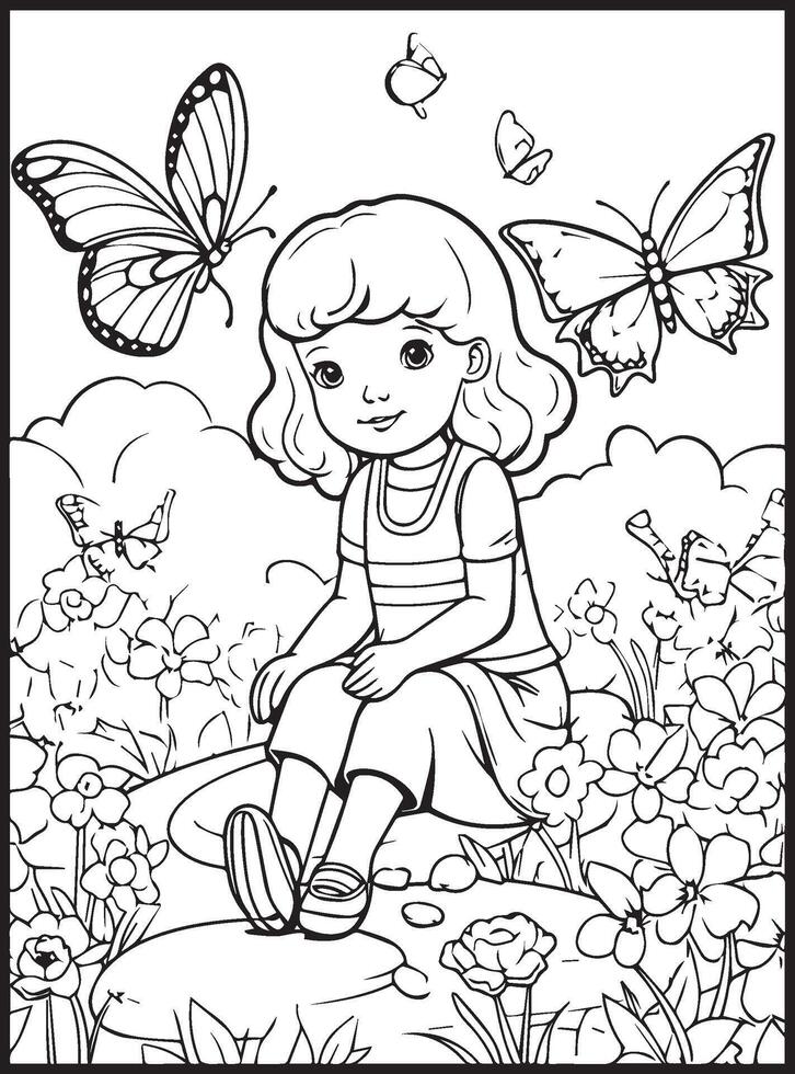 Cute Spring An Adult Coloring page vector