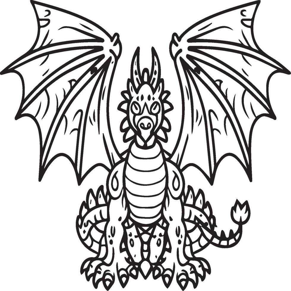Hand drawn dragon outline illustration vector