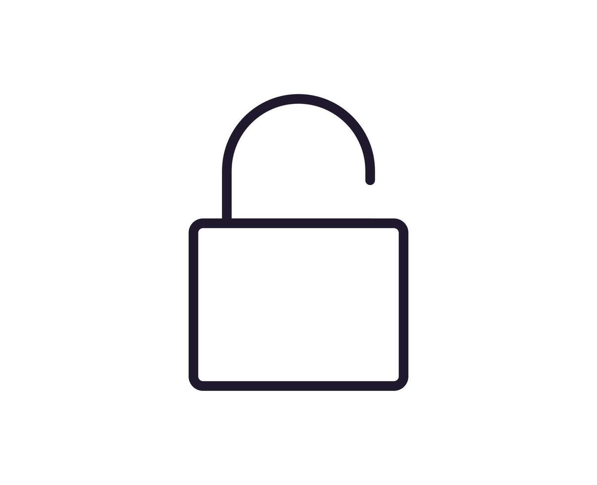 Simple sign and symbols for UI. Suitable for web sites, apps, internet stores. Editable stroke. line icon of unlock vector