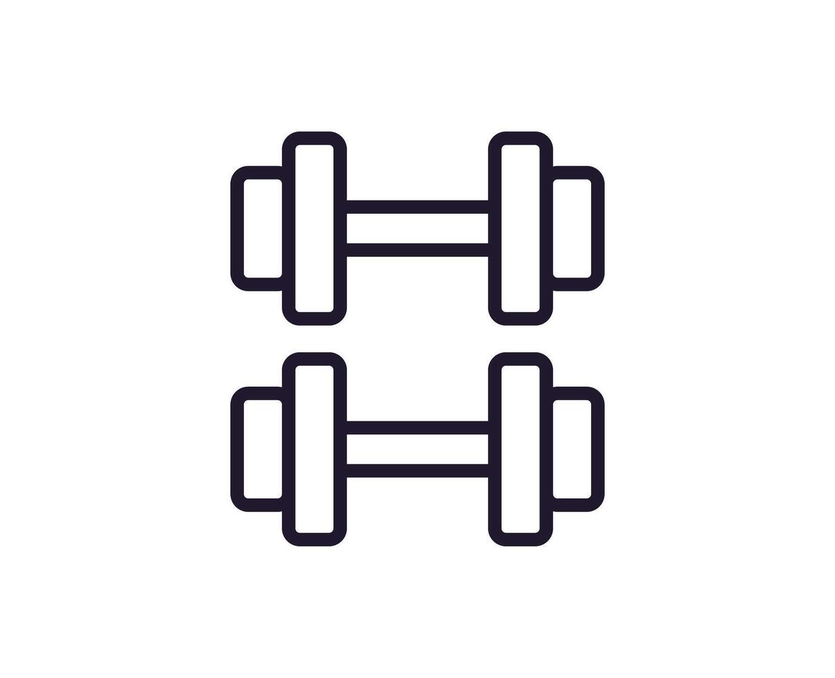 dumbell línea icono. prima calidad logo para web sitios, diseño, en línea tiendas, compañías, libros, anuncios negro contorno pictograma aislado en blanco antecedentes vector