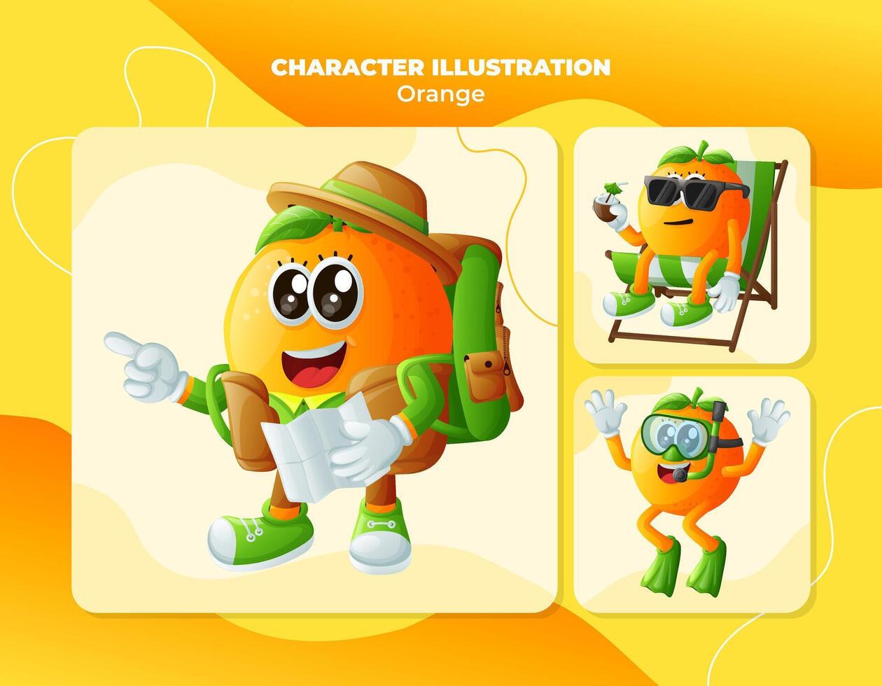 Cute orange characters on vacation vector