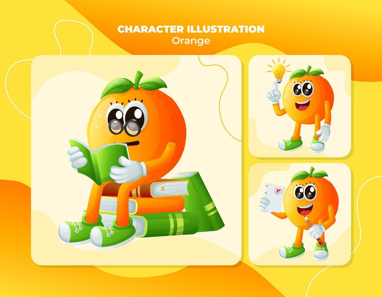 Cute orange characters being clever vector
