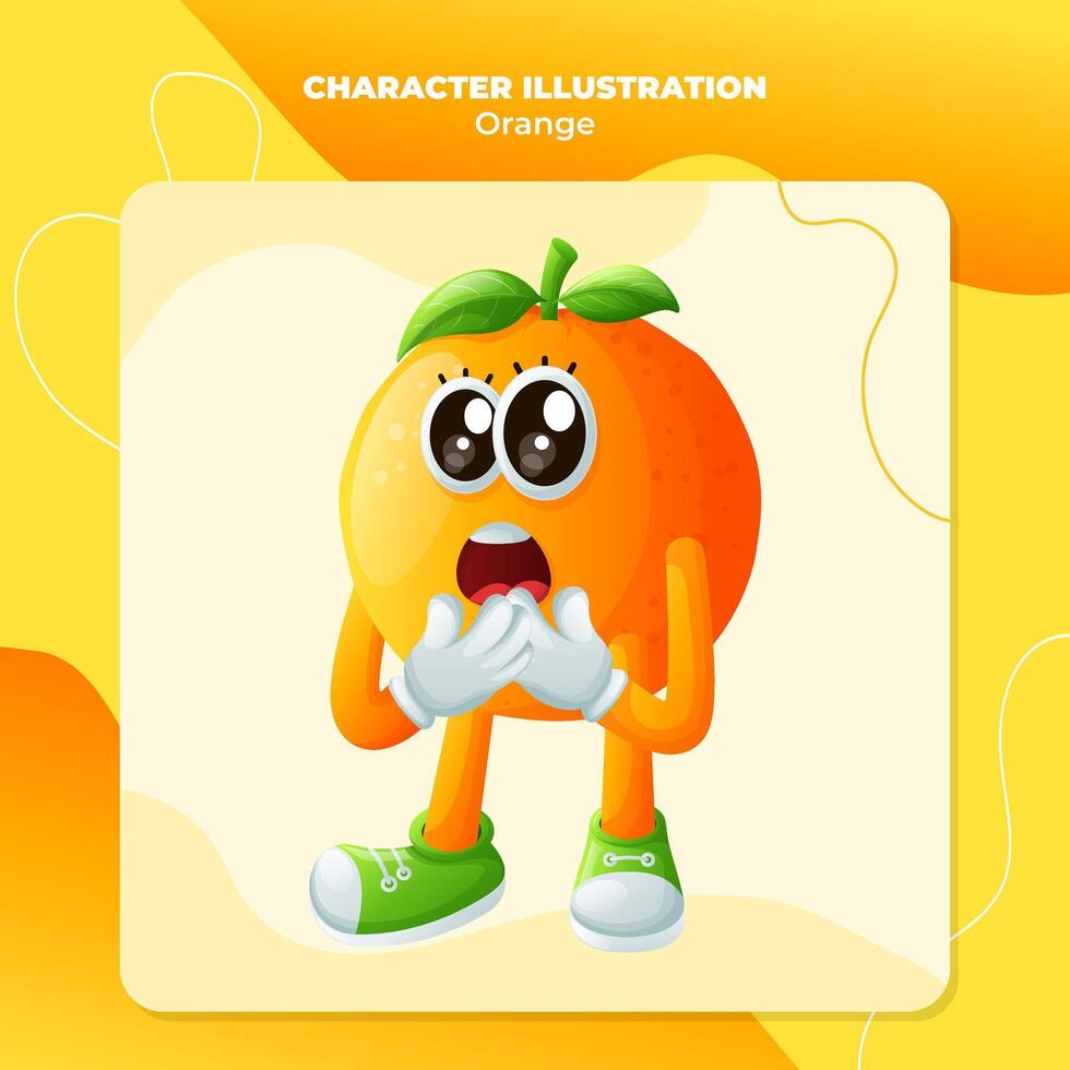 linda naranja personaje con un sorprendido cara y abierto boca vector