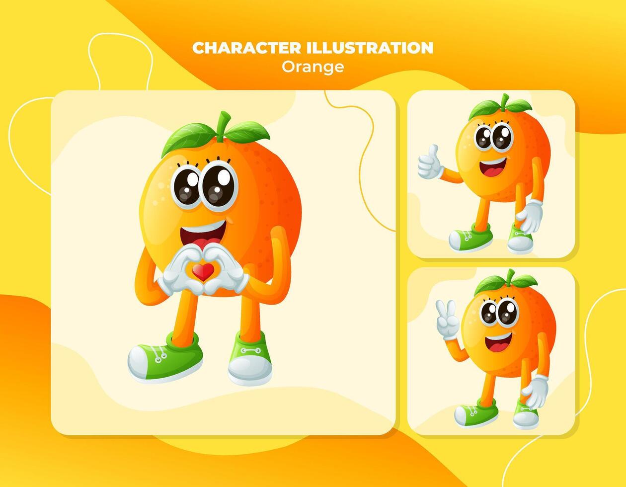 Cute orange characters making playful hand signs vector