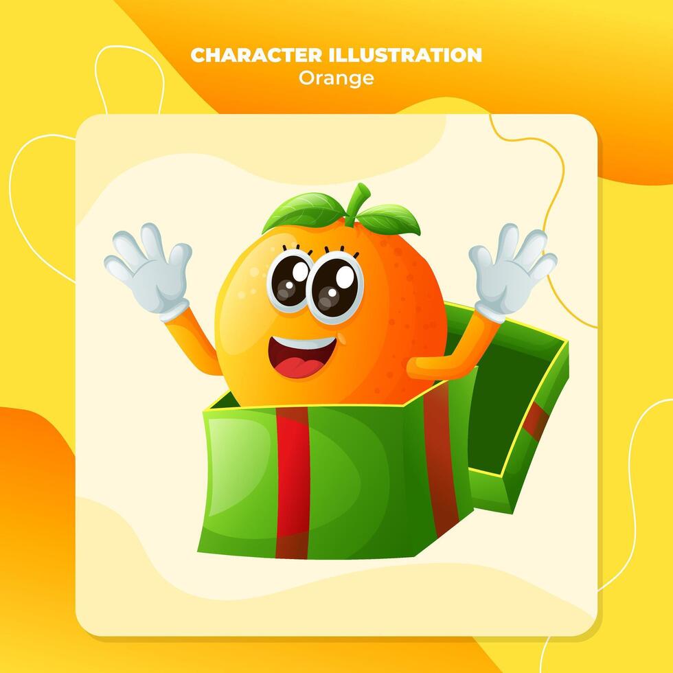 Cute orange character receiving gifts vector
