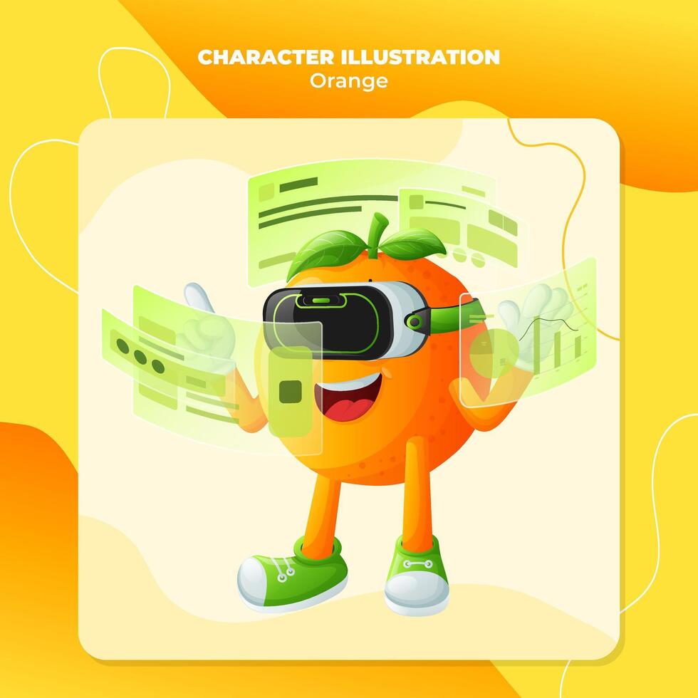 Cute orange character in metaverse vector