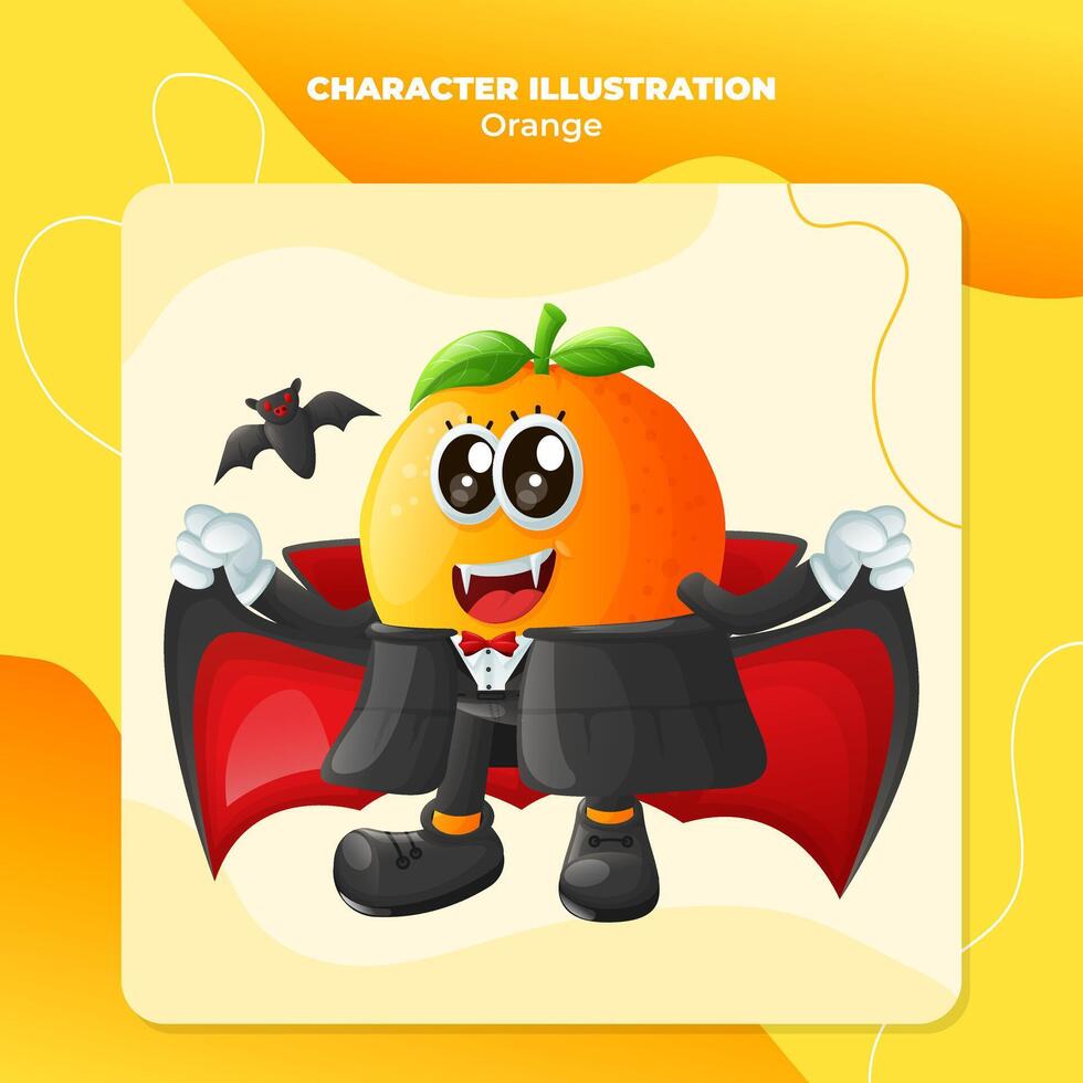 Cute orange characters on Halloween vector
