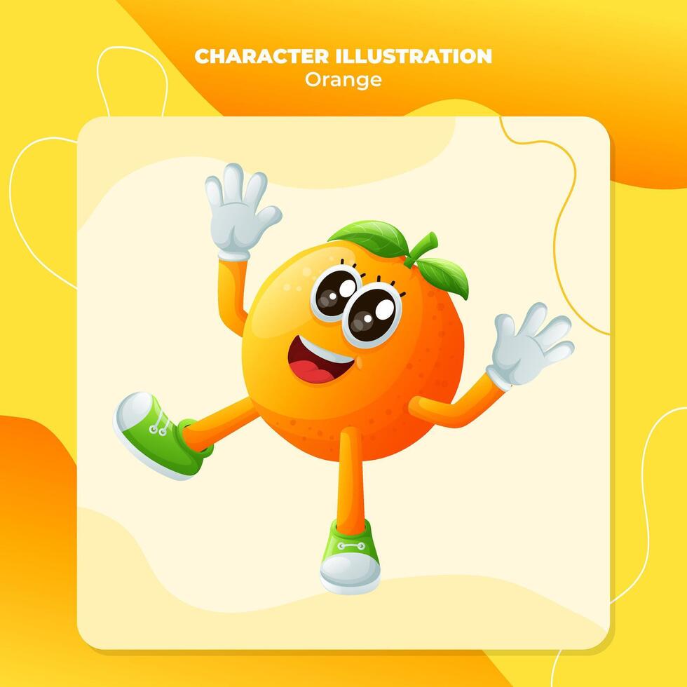 Cute orange character smiling with a happy expression vector