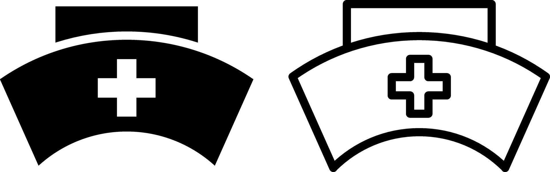 nurse hat icon, sign, or symbol in glyph and line style isolated on transparent background. illustration vector
