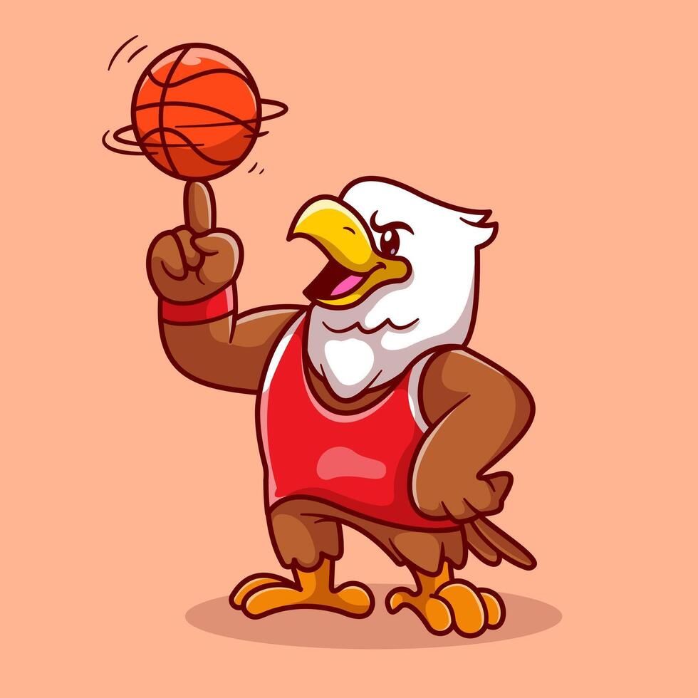 linda águila jugando baloncesto dibujos animados vector