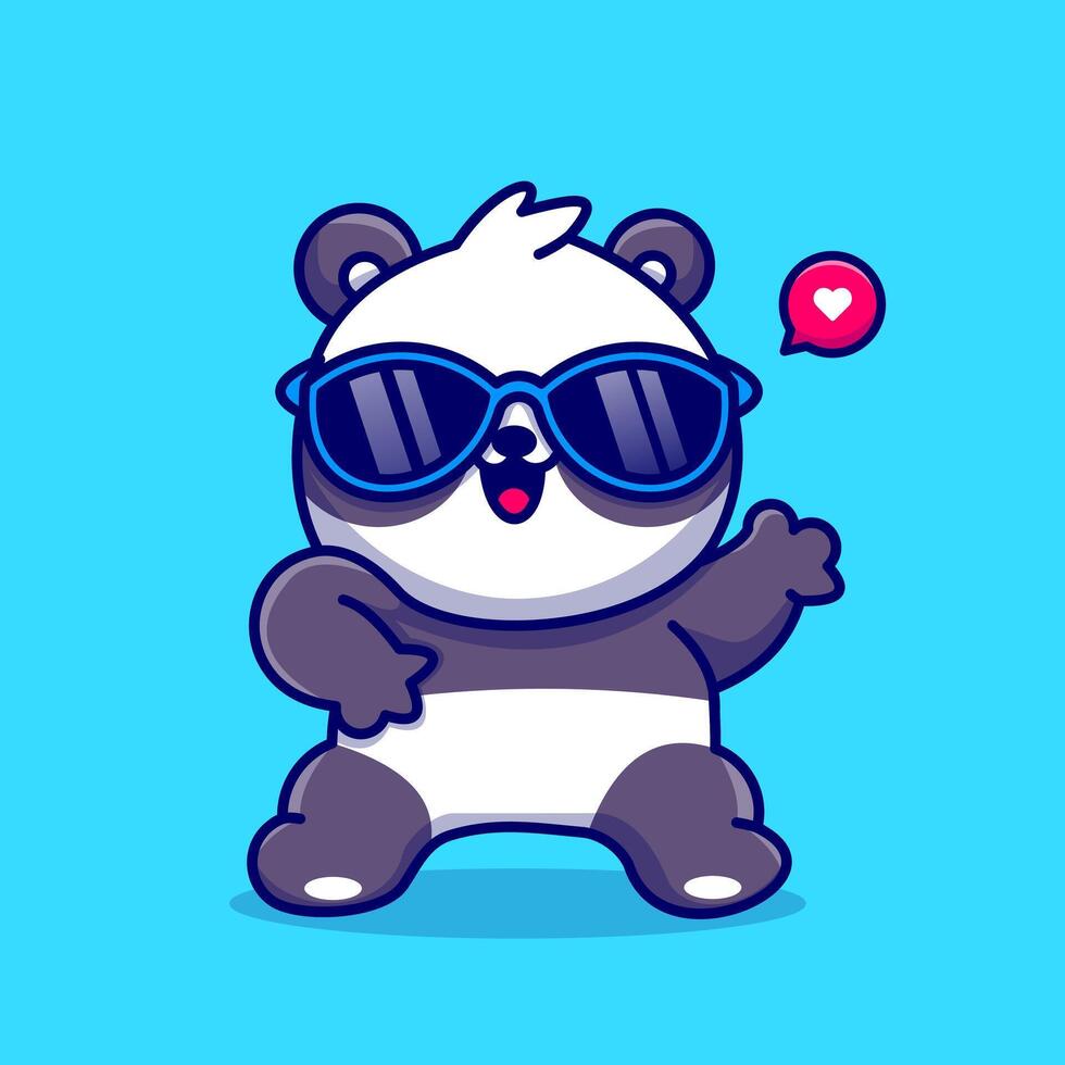 Cute Panda Dance Wearing Glasses Cartoon vector