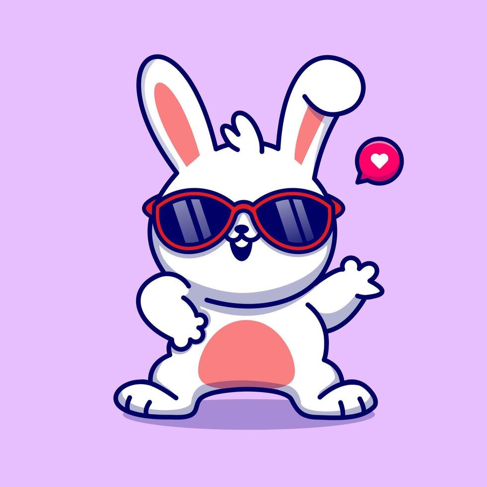 Cute Rabbit Dance Wearing Glasses Cartoon vector