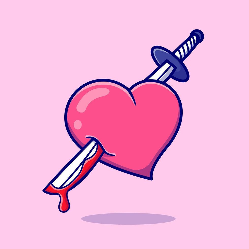 corazón apuñalado corazón dibujos animados vector