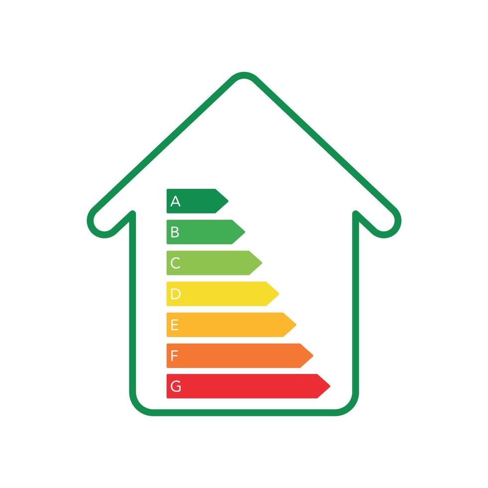 Energy efficient concept with classification graph sign. House energy rating. vector