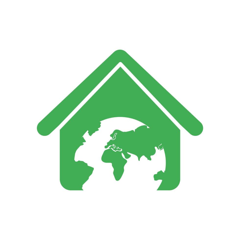 Save the planet icon with green house with earth inside. vector