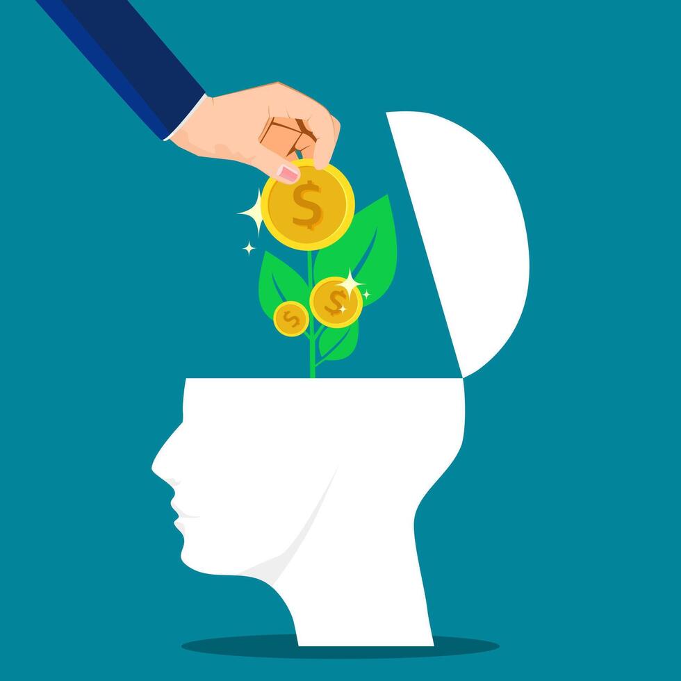 brain generates money to grow vector