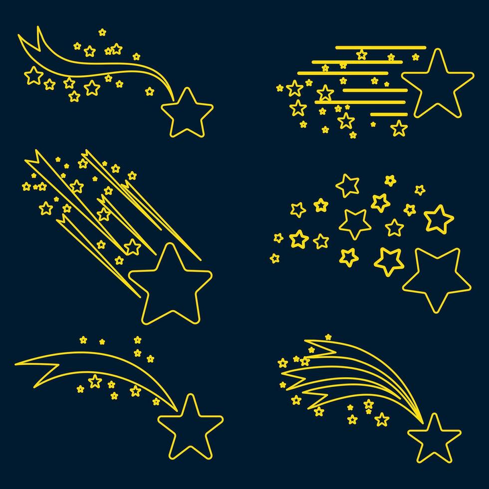 íconos de estrellas y cometas vector
