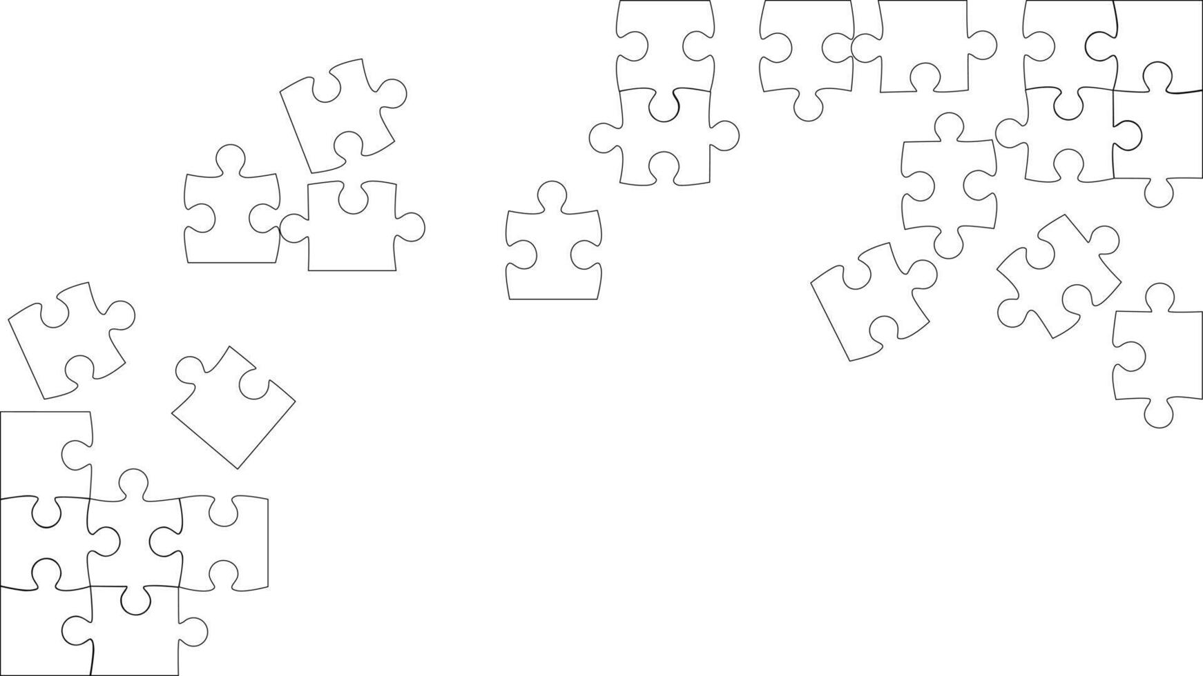 background outlines the puzzle pieces. The idea of solving puzzles vector