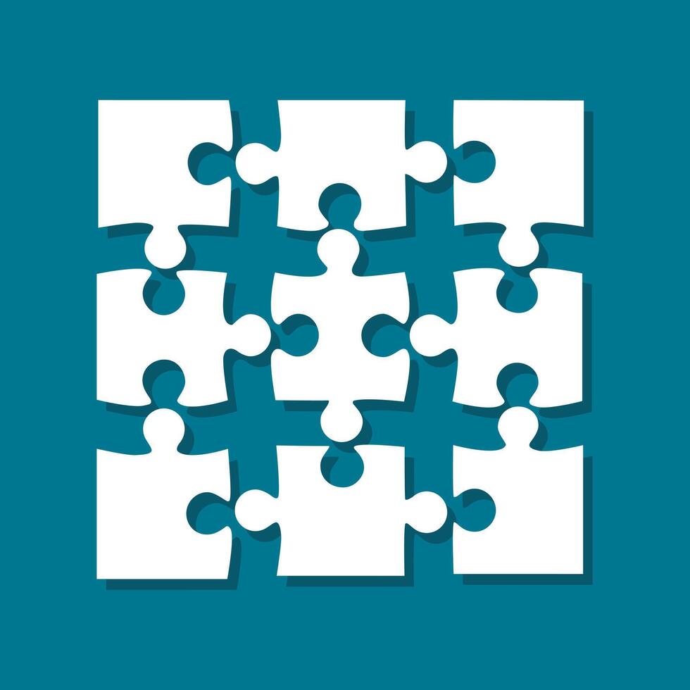 Puzzle pieces. Shadow jigsaw vector