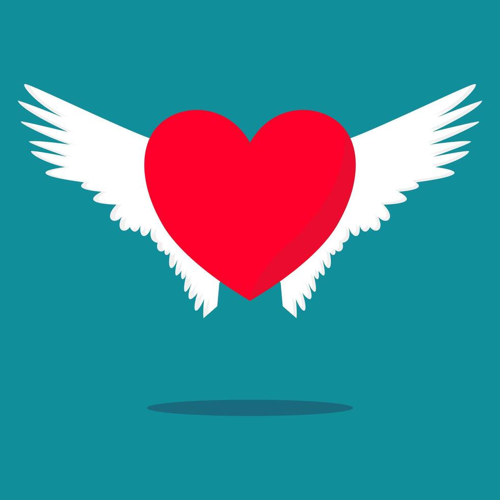 heart has wings that can fly. The concept of freedom vector