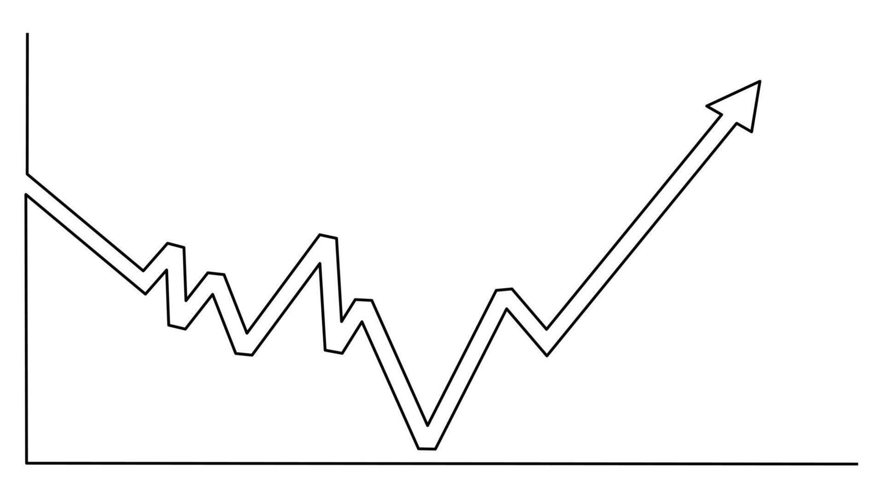 dibujar un continuo línea de el crecimiento grafico. toro mercado vector