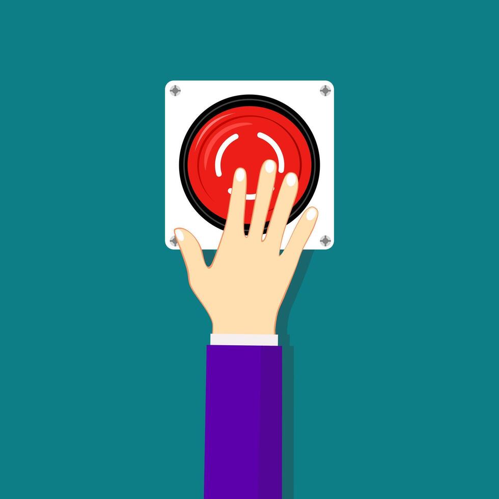 Press the red emergency button. Emergency stop button vector