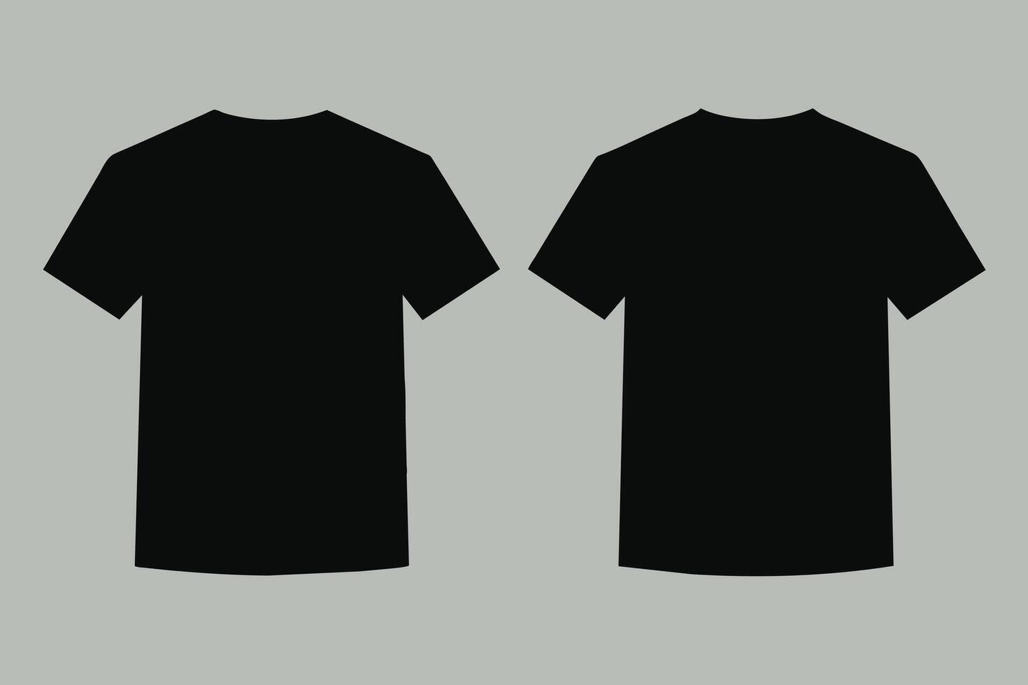 Plain black t-shirt front and back realistic feel vector