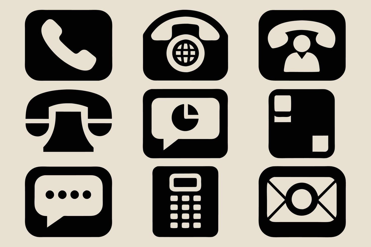 Phone icon collection. Simple black and white telephone call symbol vector