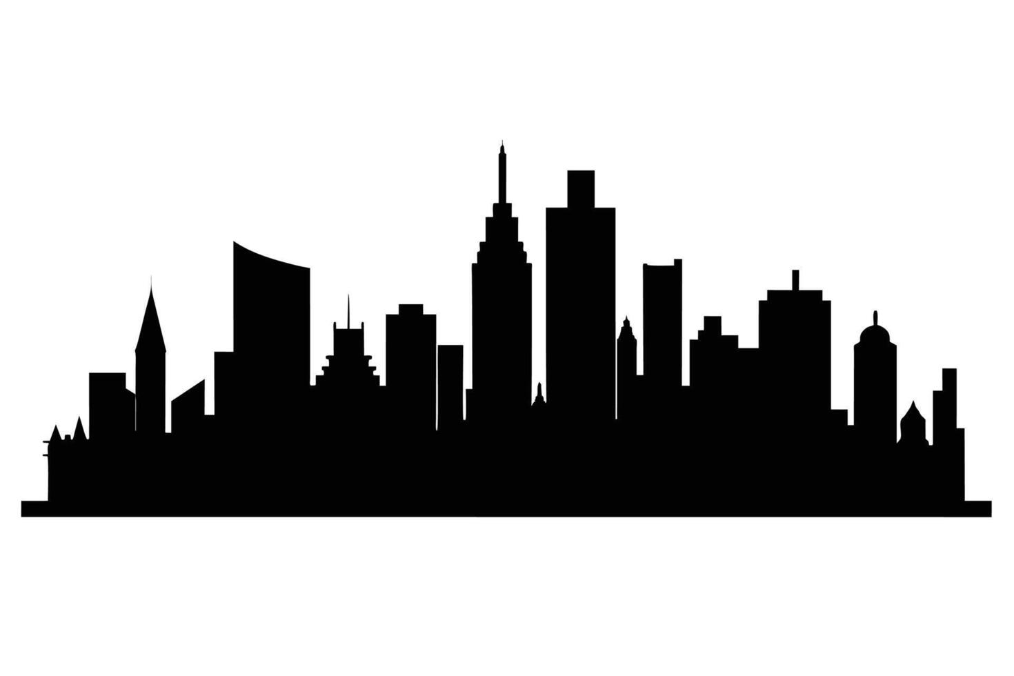 Silhouette City landscape. Modern building architecture Urban cityscape vector