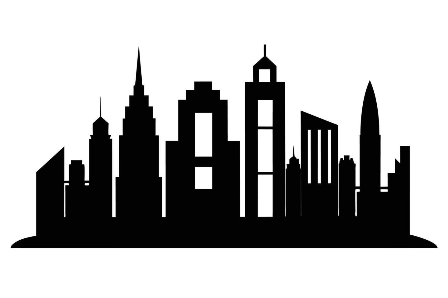 Silhouette City landscape. Modern building architecture Urban cityscape vector