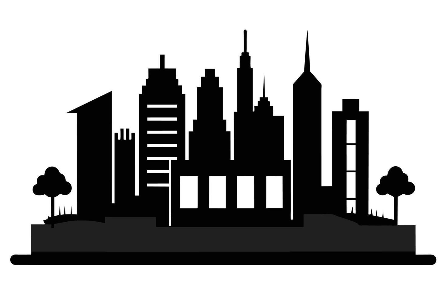 Silhouette City landscape. Modern building architecture Urban cityscape vector